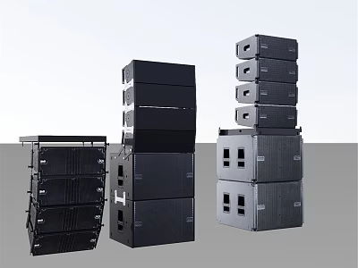High Quality Professional Audio Speaker Towers Stacked Multiple Units For Events 3d model