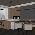 Modern Restaurant Interior Design With Open Concept Bar Counter Wooden Cabinets And Large Windows