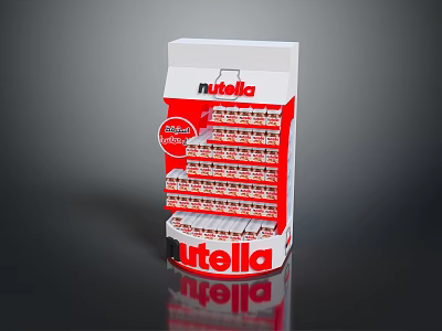 Nutella Retail Display Shelf With Multiple Layers White Red Design Storing Jars 3d model