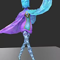 3D Blue Purple Cloaked Fantasy Creature Character With Diamond Tights In Dynamic Pose