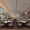 Modern Restaurant Interior Featuring Spacious Dining Area Wooden Tables Large Windows And Green Plants