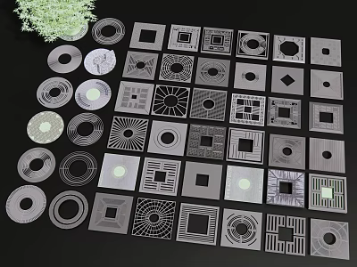 Tree Grates With Various Geometric Patterns And Decorative Designs 3d model