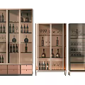 Modern Wine Cabinet With Glass Doors And Wine Bottle Glass