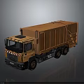 Miniature Orange Garbage Truck Model With Shiny Body And Black Wheels