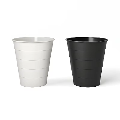 Practical Modern Home Trash Bins White And Black Striped Design For Daily Use 3d model