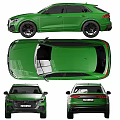 Green Audi SUV Exterior Design with Black Wheels Front Rear Views