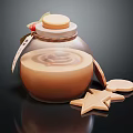 Creamy Brown Beverage in Glass Jar with Wooden Lid Decorative Tag and Star Shaped Cookies