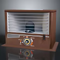Vintage Brown Electronic Radio With Grille Knobs And Control Panel