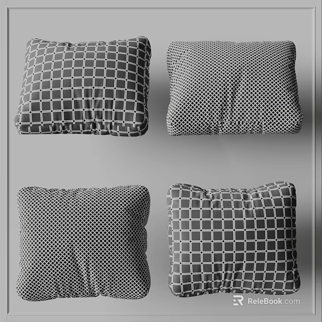Black and White Grid Pattern Decorative Pillows for Modern Home Decor 3d model