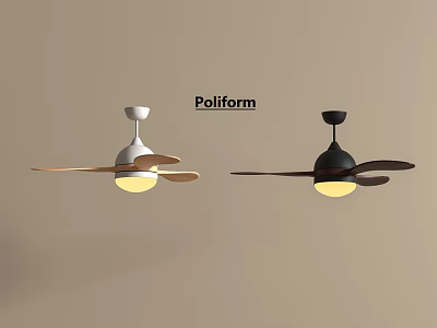 Poliform Modern Ceiling Fans With Lights White And Black Sleek Wooden Blades Design 3d model
