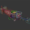 Blue Mechanical Vehicle With Orange Frame And Snow Plow Structure For Construction Work 3d model