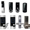 Various Smart Door Locks With Fingerprint Keypad Handle And Security Features 3d model