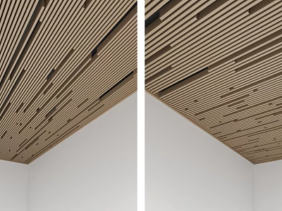 Wooden Linear Slat Ceiling Design For Interior Space 3d model