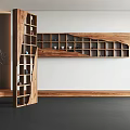 Modern Wooden Display Shelf With Open Compartments And Decorative Items In Interior Design