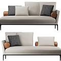 Modern Sectional Sofa With Gray Brown Upholstery Decorative Pillows And Metal Legs