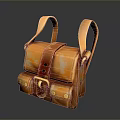 Vintage Orange Leather Shoulder Bag With Buckle Pockets For Daily Use