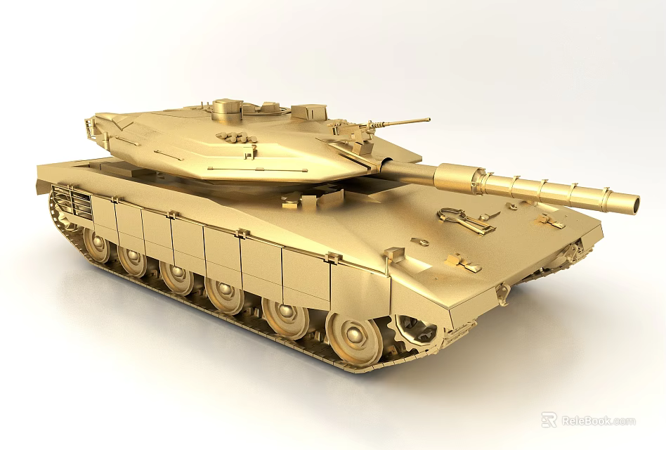 Golden Tank 3D Model Design With Detailed Structure And Rendered View 3d model 