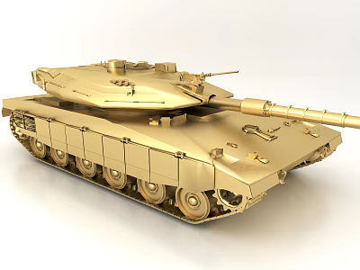 Golden Tank 3D Model Design With Detailed Structure And Rendered View 3d model