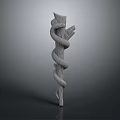 Snake Sculpture Twisted Around Wooden Branch With Artistic Carved Design