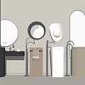 Modern wash basin wash basin vertical wash basin column basin mirror faucet 3d model