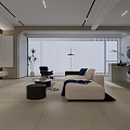 Modern Living Dining Room Interior With Comfortable Sofa TV Wall And Coffee Table
