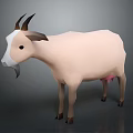3D Goat Model With Light Beige Body Black Horns And White Face