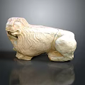 Ancient Stone Lion Sculpture with Intricate Carved Details and Mane Texture in Traditional Design