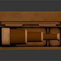 Brass Commercial Equipment Telescope Stored in Open Brown Wooden Case