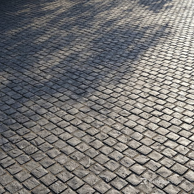 Textured Ground Surface With Diamond Shaped Bricks And Sunlight Shadows 3d model 