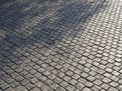 Textured Ground Surface With Diamond Shaped Bricks And Sunlight Shadows 3d model
