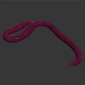 Detailed Pink Worm with Ringed Texture Curved Body on Gray Background