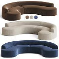 Modern Curved Sofa Design With Brown Beige Blue Color Options For Living Room
