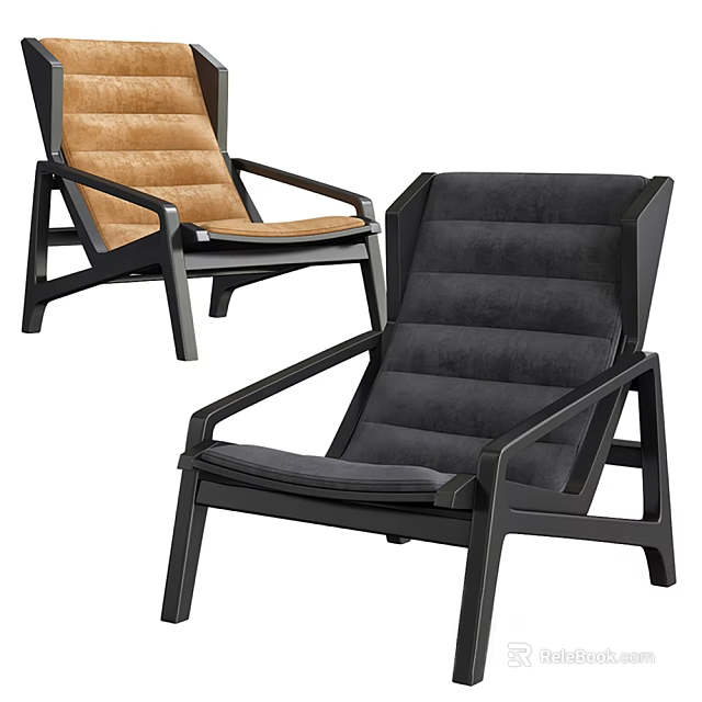 Modern Brown and Black Upholstered Lounge Chairs With Black Frame And Stylish Design 3d model