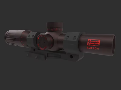 EOTECH Brown Tactical Weapon Scope With Red Logo Adjustable Dials And Mount Base 3d model