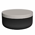Round Modern Coffee Table With White Top Black Base And Gold Accent 3d model
