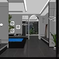 Modern Specialty Store Interior Layout With Open Display Areas Lighting And Green Plant Decorations