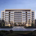 Modern Apartment Building With Glass Windows Garden Entrance Plaza And Water Feature