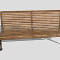 Wooden Outdoor Bench with Slatted Seat Backrest and Metal Legs for Garden Patio Use