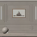 Elegant Modern Wall Wainscoting Design With Framed Artwork Wall Sconces And Spherical Decor 3d model