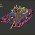 Armored Military Vehicle Tank With Cannon Red Markings And Tracks Design