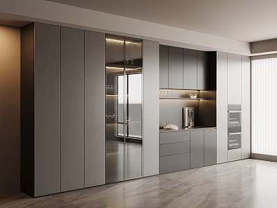 Modern Italian Sideboard Light Luxury Wine Cabinet Sideboard Cabinet Wine Cabinet Refrigerator Cabinet Sideboard Decoration Glass Sideboard Open Sideboard 3d model