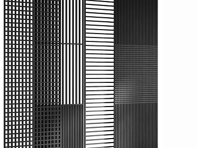 Modern Interior Room Divider With Geometric Stripes And Grid Patterns 3d model