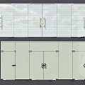 Glass Panel Double Doors With Cloud Patterns And Light Colored Metal Hardware