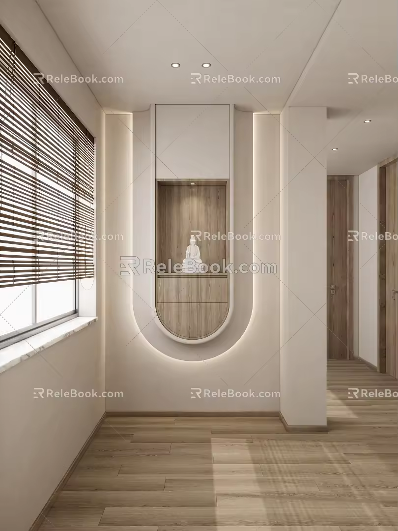 Modern Buddhist Cabinet Cream Simple Partition Entrance 3d model