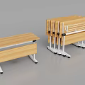 Modern Foldable Conference Tables With Wooden Top Metal Frames And Mobility Wheels