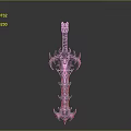 Mythical Fantasy Sword With Black Red Ornate Patterns And Intricate Hilt Design