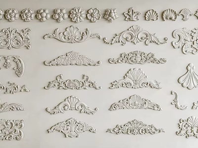 Ornate Carved Decorations Various Styles Floral Shell And Classic Patterns For Furniture 3d model