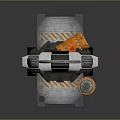 Sci-Fi Archway Structure With Control Panels Orange Barrels And Warning Stripes 3d model