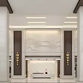 modern office hall front hall reception area elevator hall 3d model