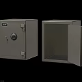 Two ROCK Safes With Closed Locked Door And Open Empty Interior On Dark Reflective Surface 3d model